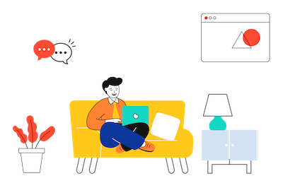 Guy building resume with resume builder